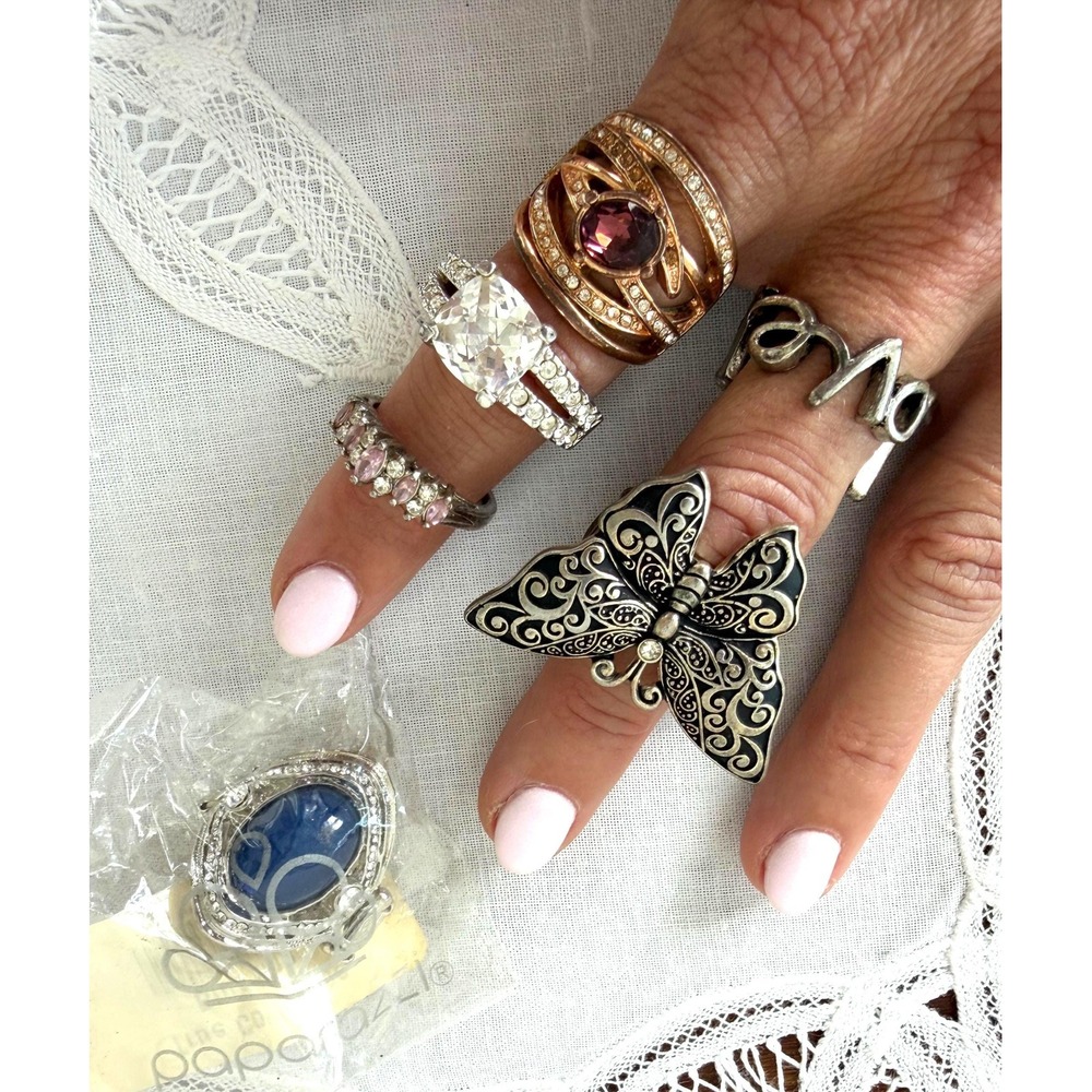 Vintage Costume Ring Lot, 6 Rings
